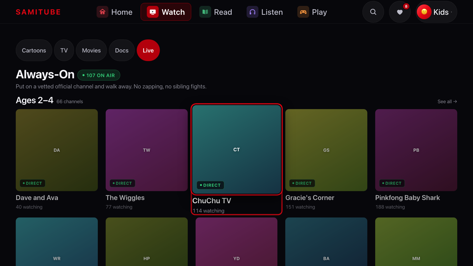 live screenshot